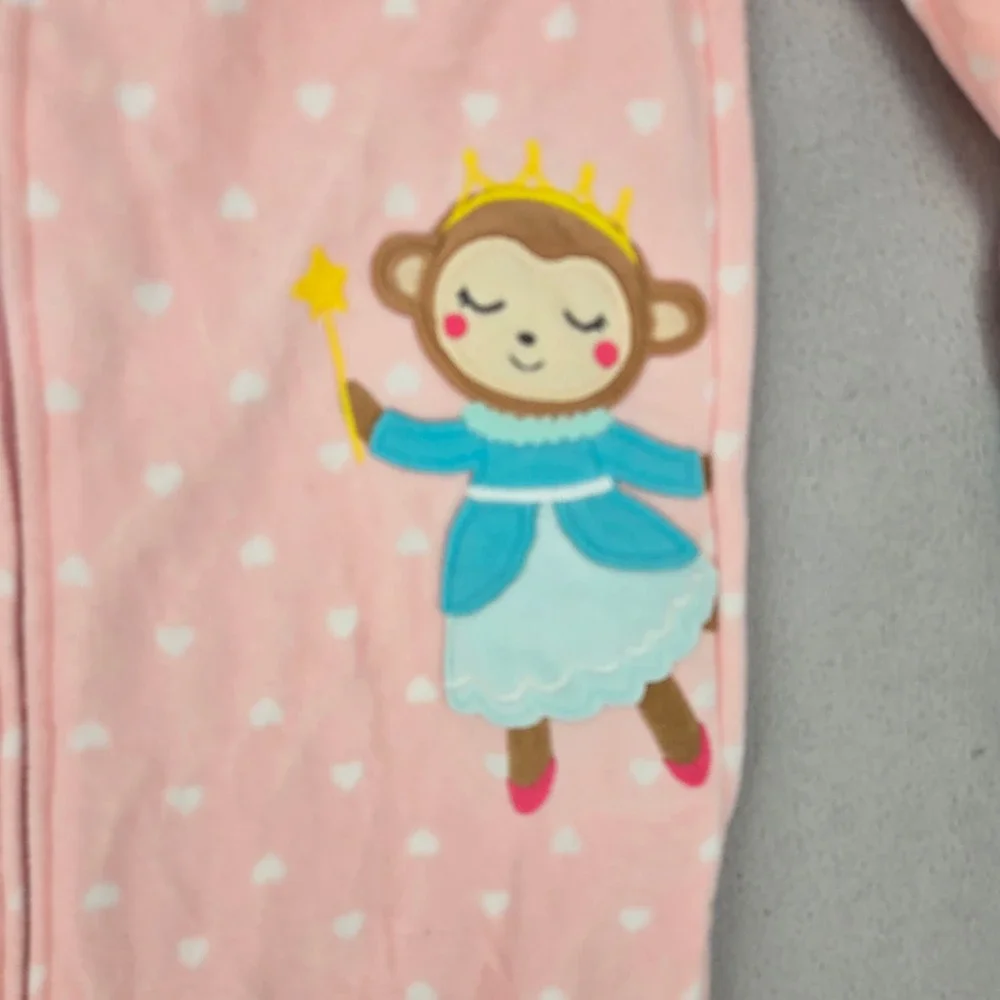 Carter's Toddler Girls NWT 3T Footed Pajamas Princess Monkey Heart Fleece